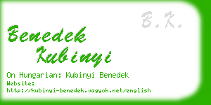 benedek kubinyi business card